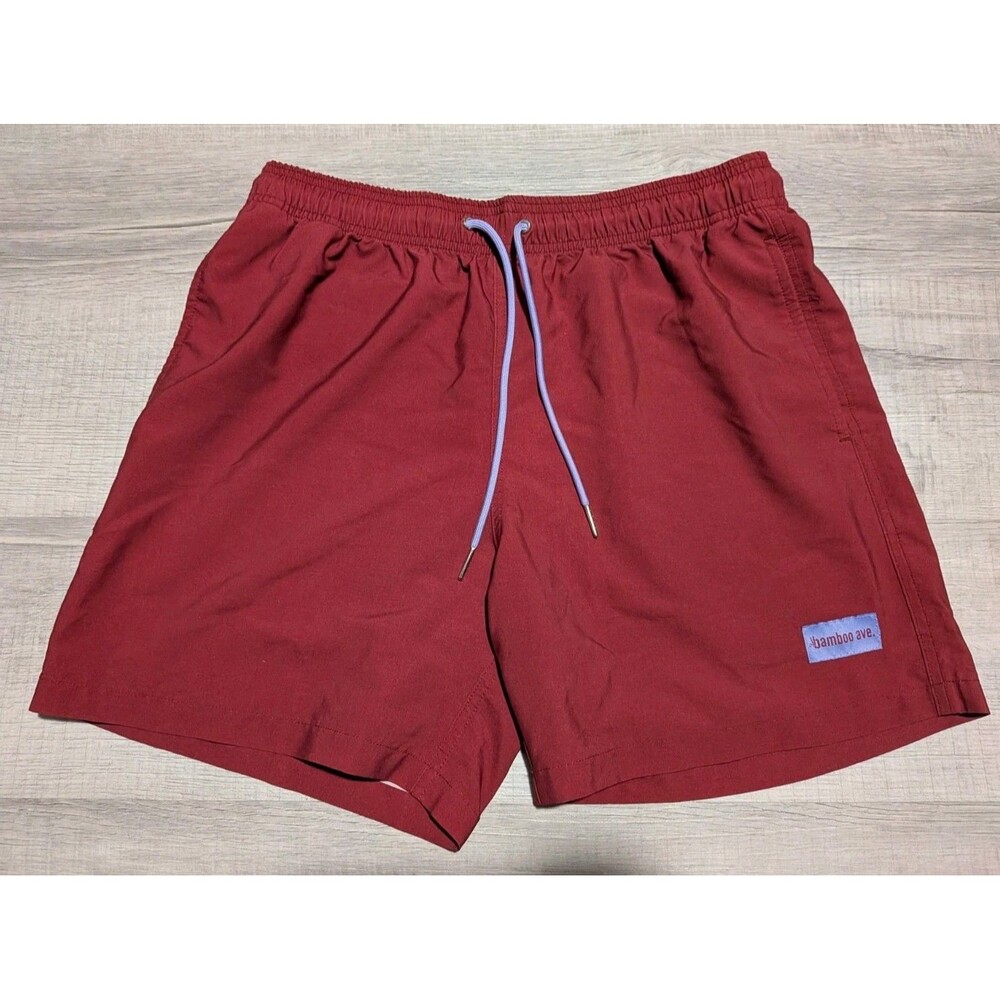 Bamboo Ave Shorts Mens Size Medium Maroon Red  5” Short Swim Hybrid